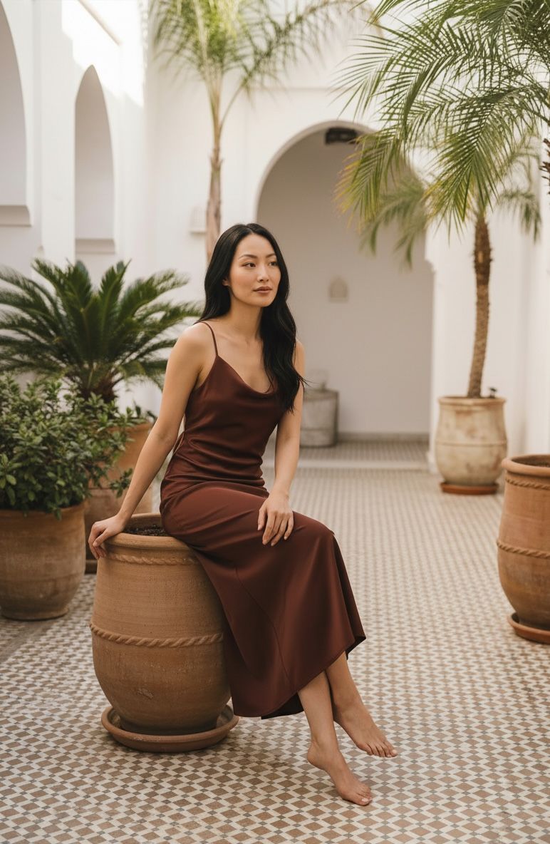 Cowl back midi dress