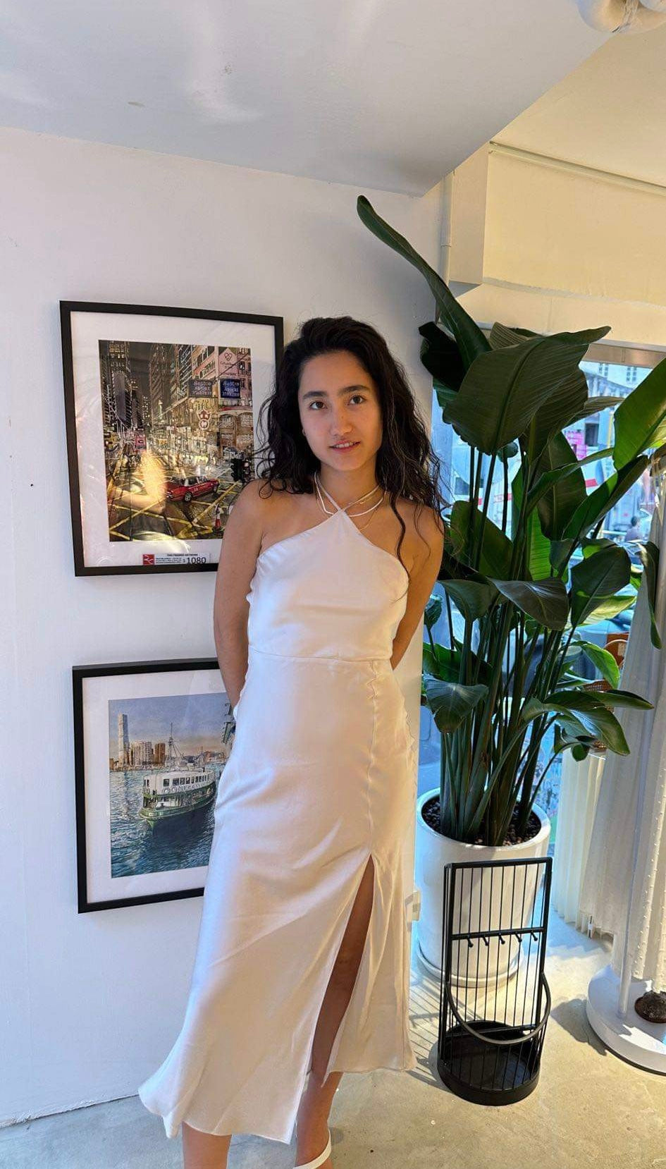 Pearl Halter Slit Maxi Dress Pearl Halter Slit Maxi Dress