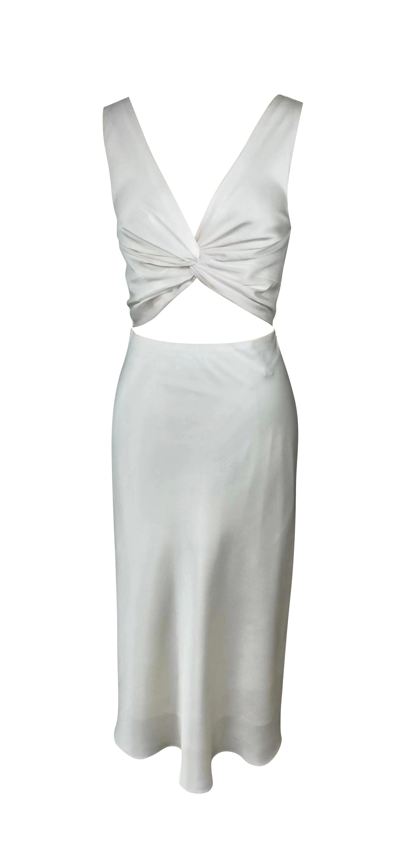 Ivory Cutout-Knot Maxi Dress - itscoozy Ivory Cutout-Knot Maxi Dress - itscoozy