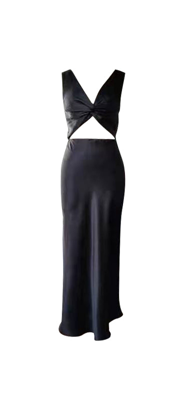 Black Cutout-Knot Maxi Dress