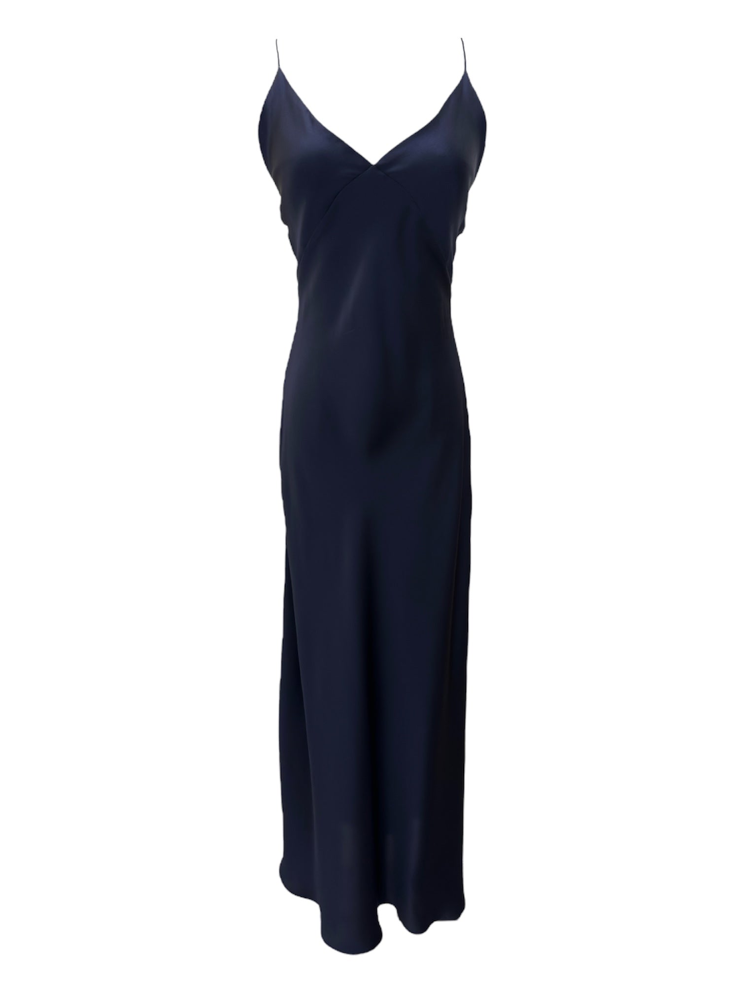 Navy Vneck String Back Maxi Dress