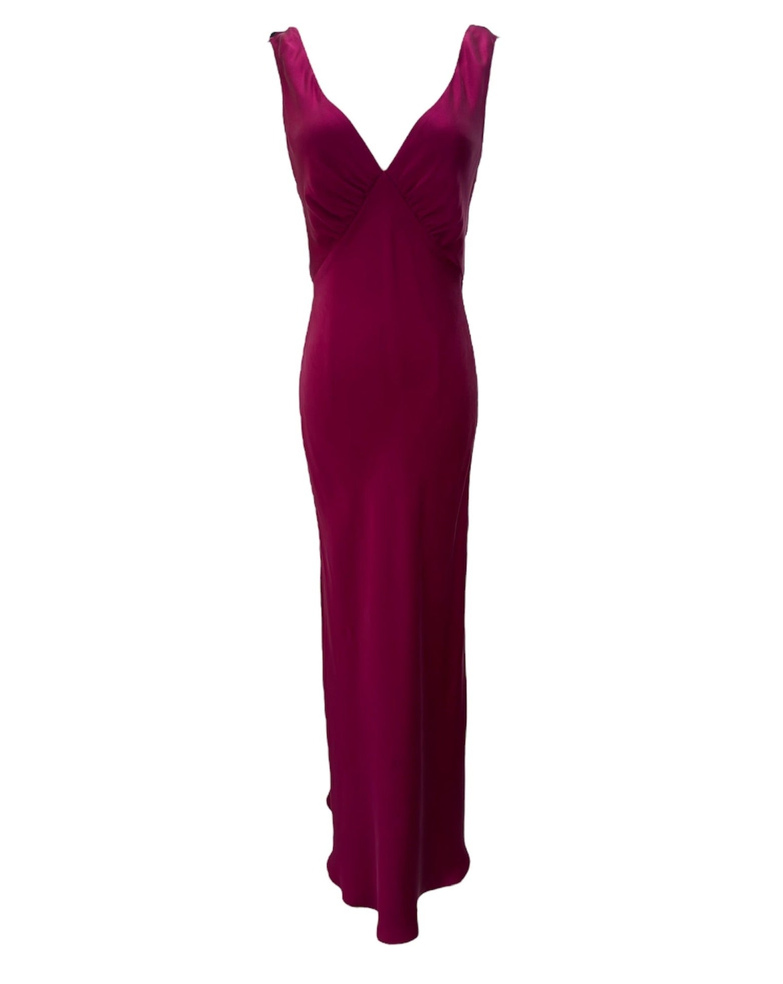 Magenta VBack Vneck Maxi Dress