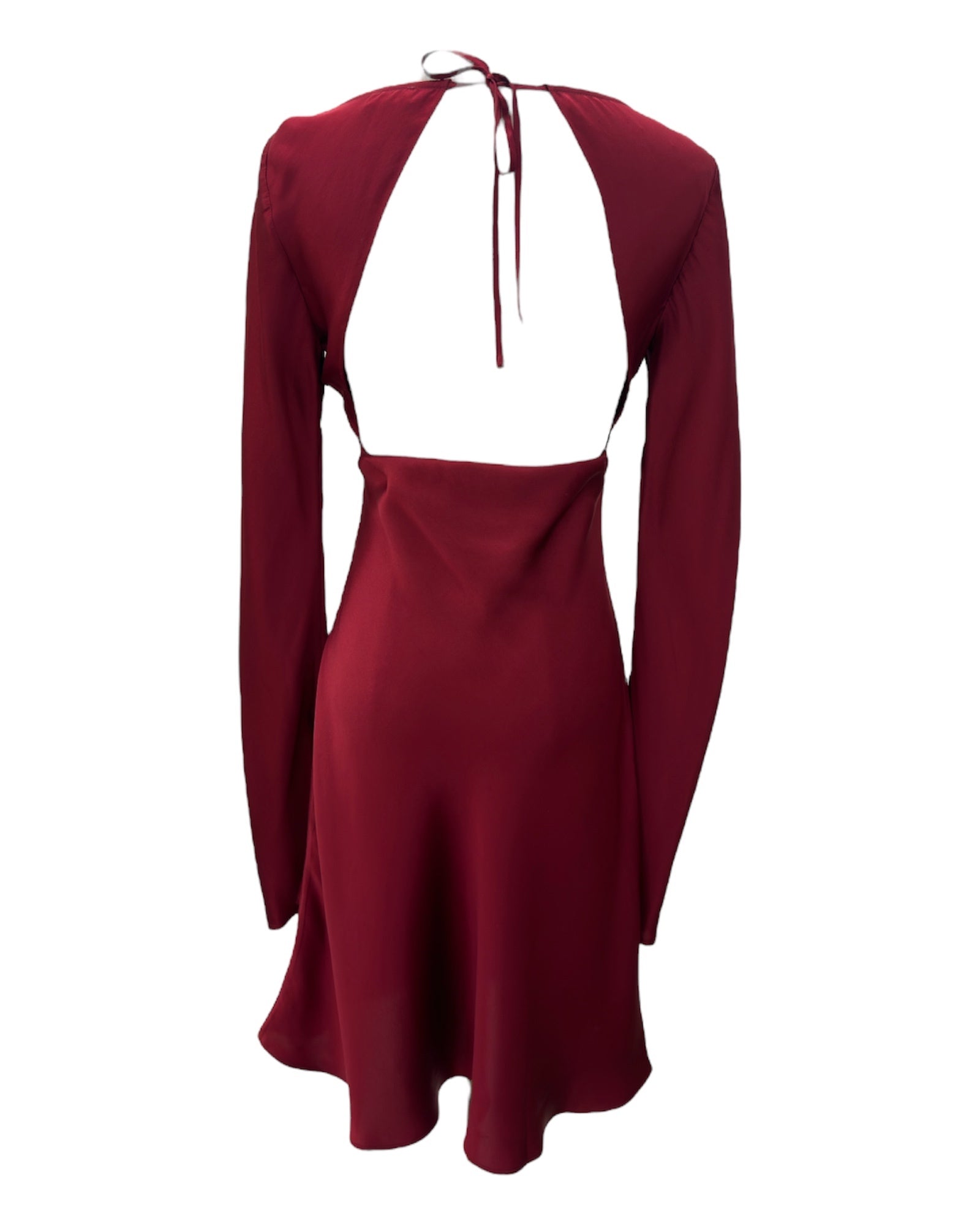 Wine Red Open Tie Back Short Dress - itscoozy Wine Red Open Tie Back Short Dress - itscoozy