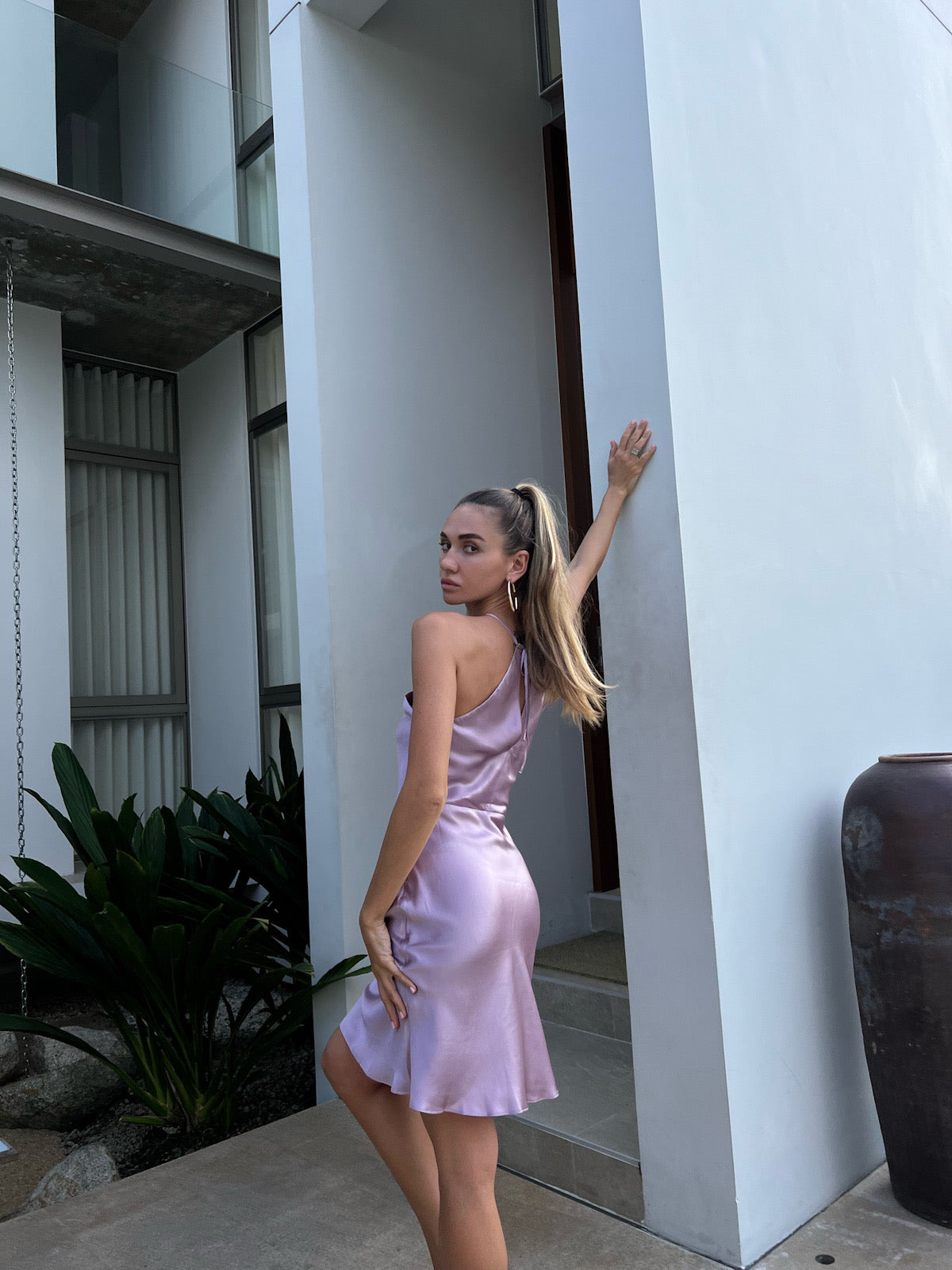 Halter Neck Short Lilac Dress Halter Neck Short Lilac Dress