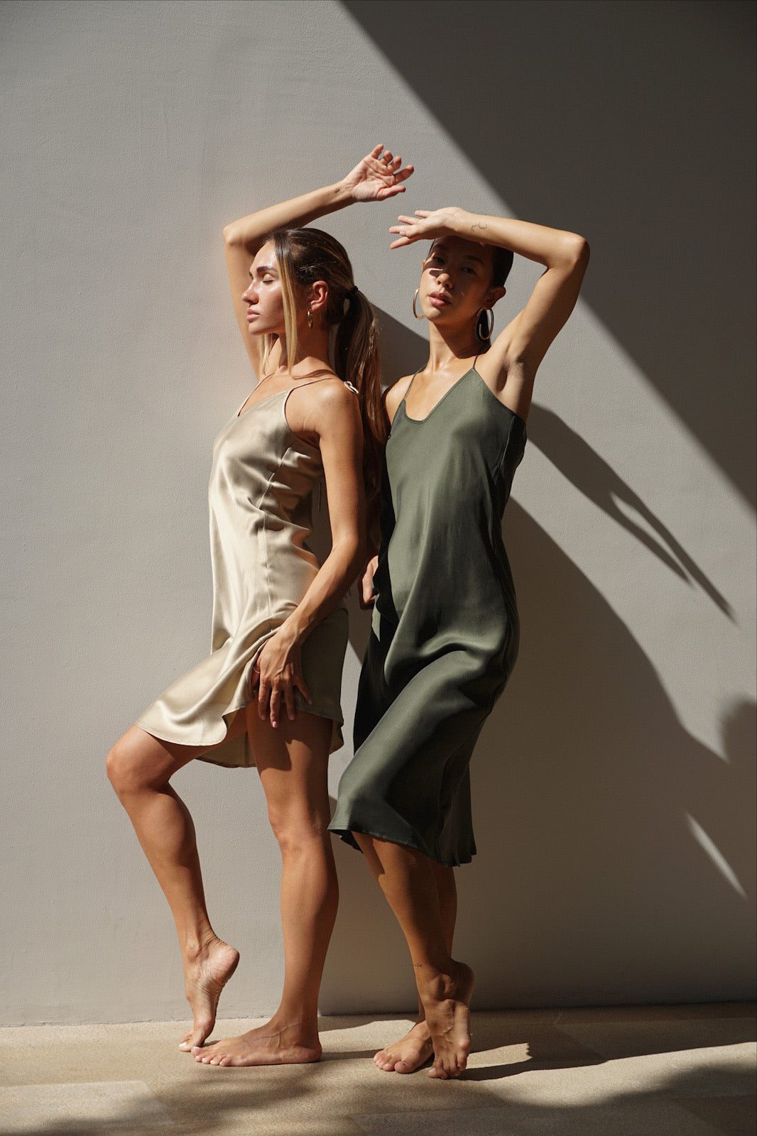 Olive Green 90S Tie Strap Long Dress - itscoozy Olive Green 90S Tie Strap Long Dress - itscoozy