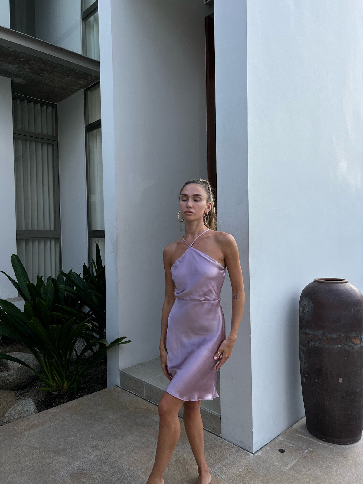 Halter Neck Short Lilac Dress Halter Neck Short Lilac Dress