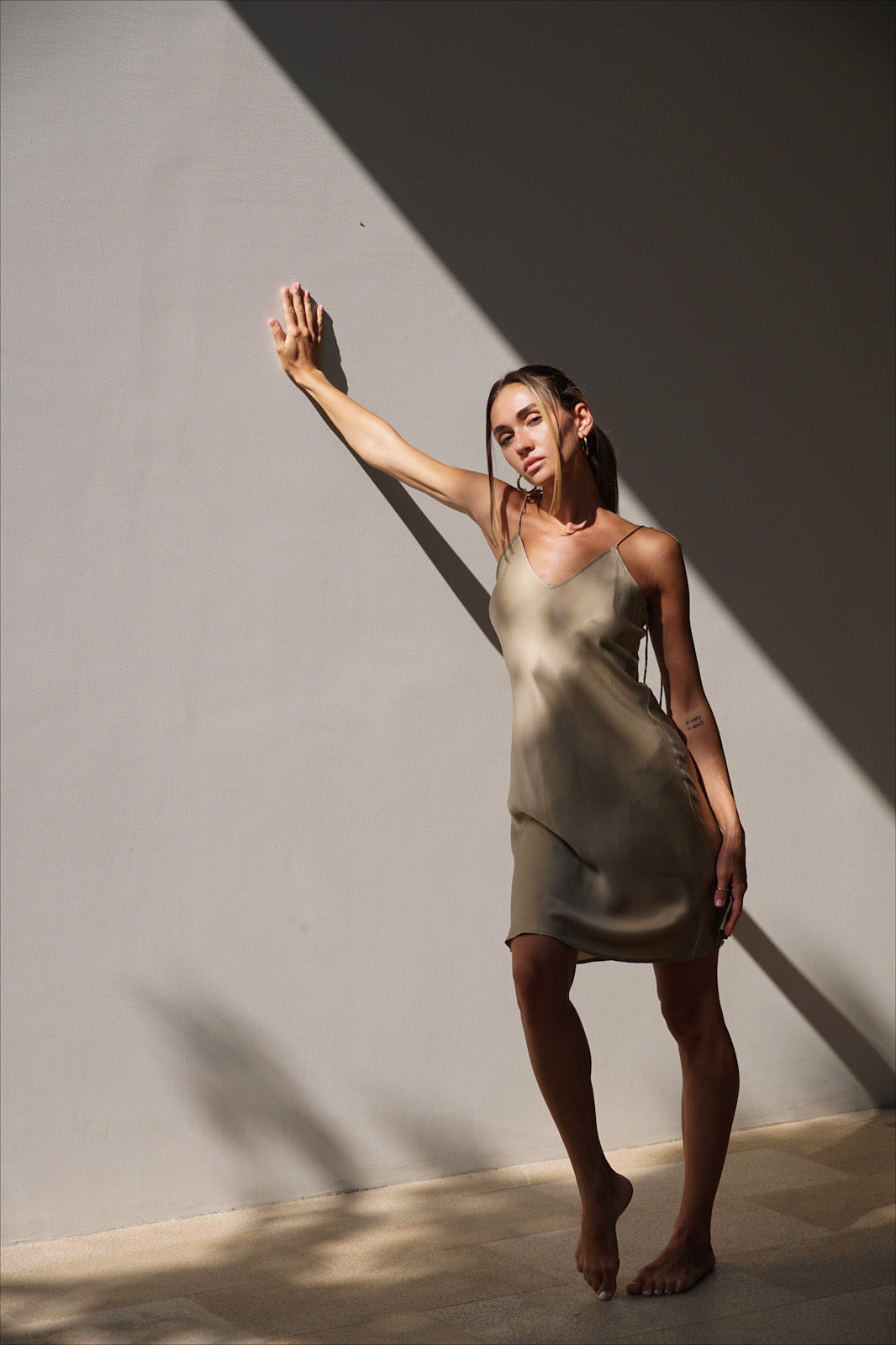Champagne 90s Tie Strap Short Dress Champagne 90s Tie Strap Short Dress